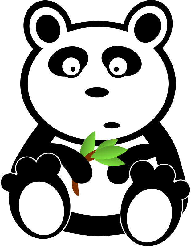 free vector Panda with bamboo leaves