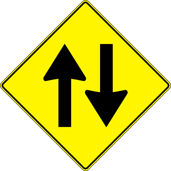 free vector Paulprogrammer Yellow Road Sign Two Way Traffic clip art