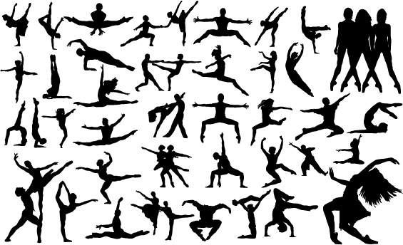 free vector People silhouette Vector variety of dance material