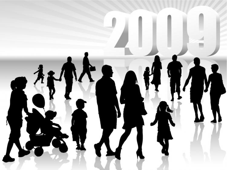free vector People with three-dimensional silhouette 2009