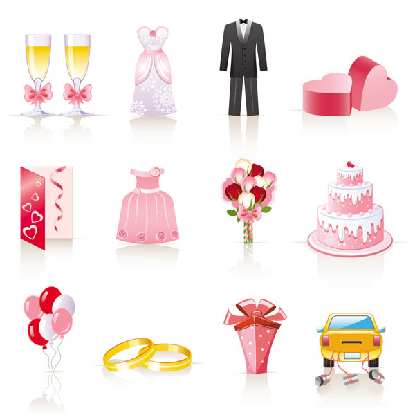 free vector Pink cartoon wedding jewelry vector