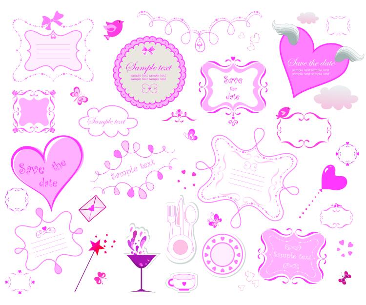 free vector Pink romantic elements vector