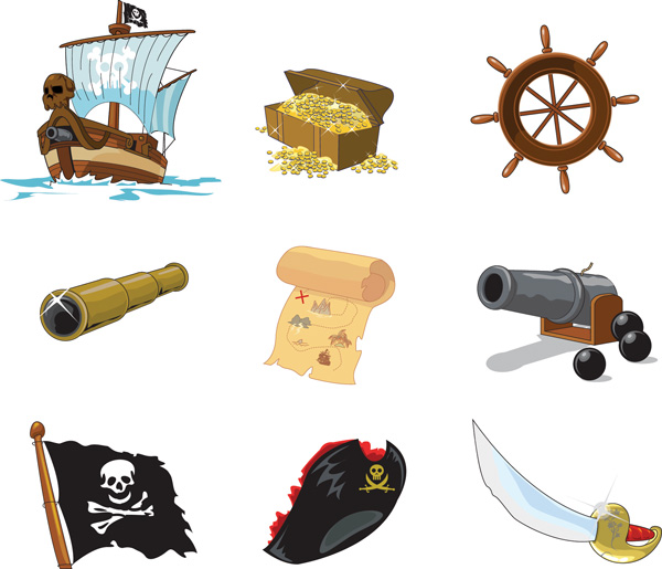 free vector Pirate treasure series vector