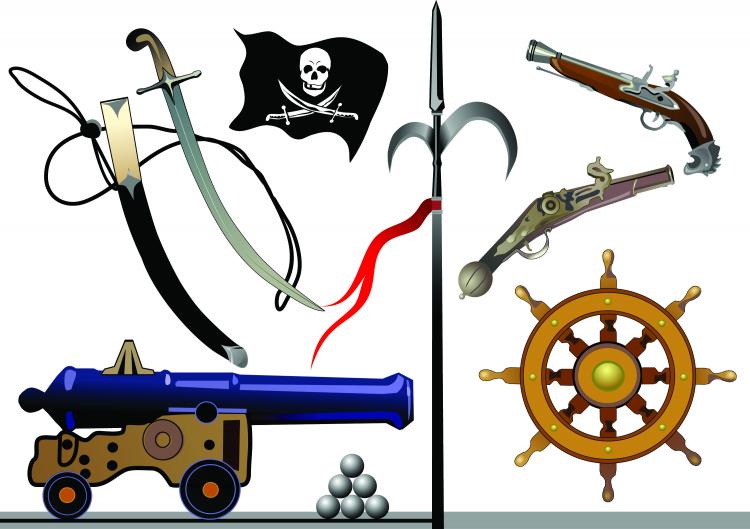 free vector Pirates clip art equipment and supplies