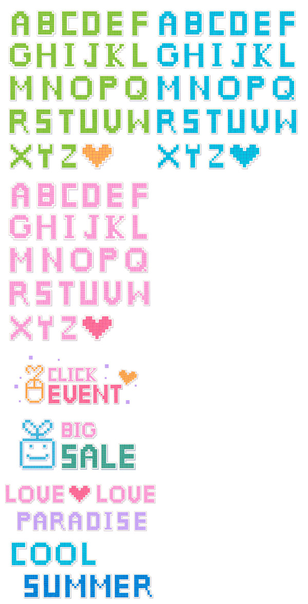 free vector Pixelstyle letters and numbers vector