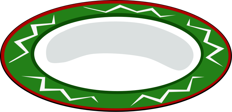 free vector Plate, green with red trim