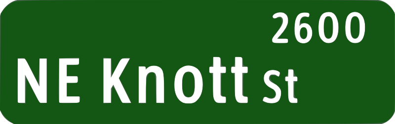 free vector Portland Oregon street name sign: NE Knott St