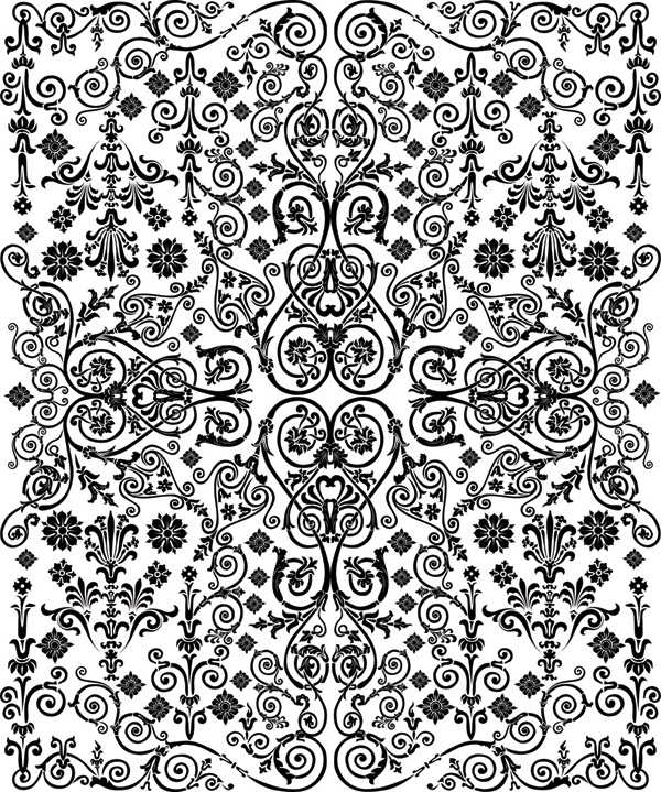 free vector Practical black and white lace pattern vector