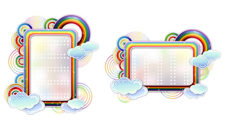 free vector Rainbow clouds cute vector border