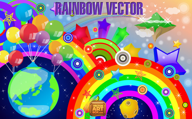 free vector Rainbow Vector Rainbow Stars Circles