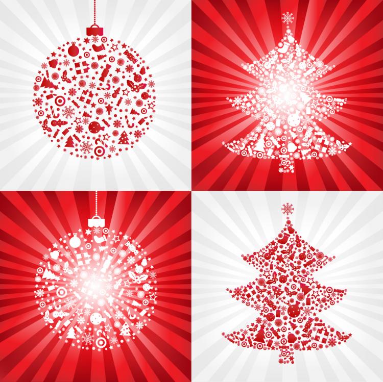 Download Red christmas ball with christmas tree - (25308) Free EPS ...