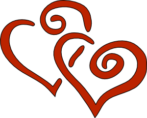 free vector Red Curly Hearts clip art