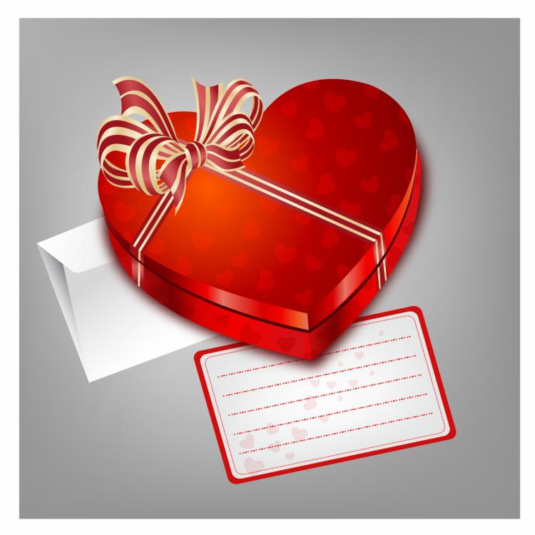 free vector Red heart shape box with envelope