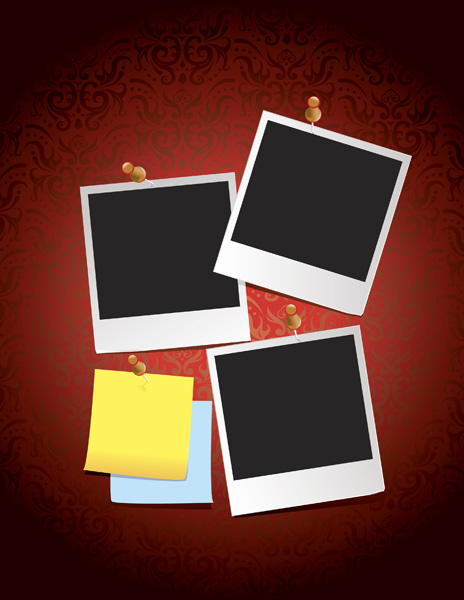 free vector Red ribbon and the polaroid photo vector
