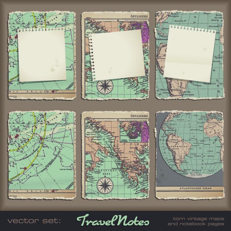 free vector Retro classic map 02 vector