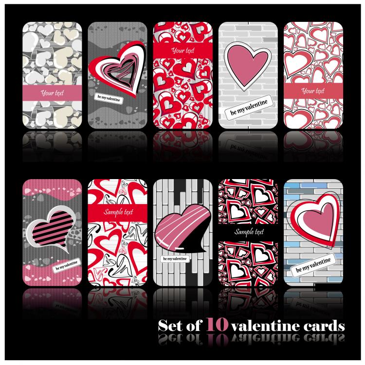 free vector Romantic heartshaped pattern cards vector