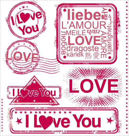 free vector Romantic love stamp 01 vector