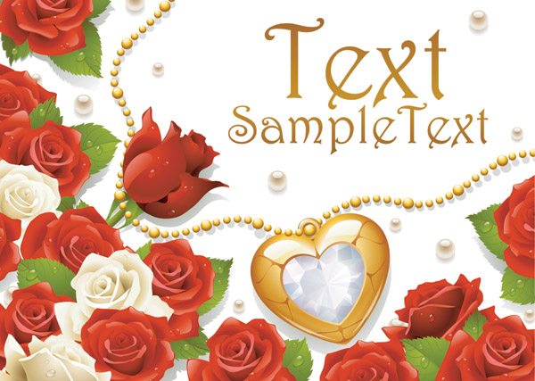 free vector Romantic roses greeting cards vector