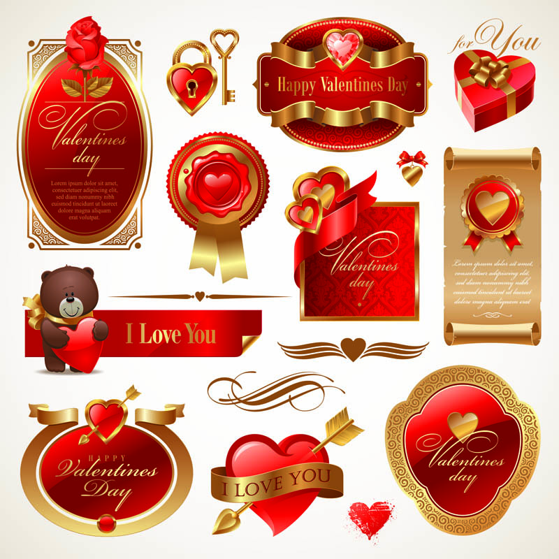 free vector Romantic valentine39s day red label vector