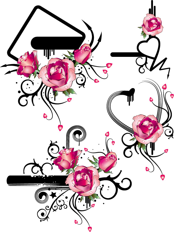 free vector Rose theme pattern vector material