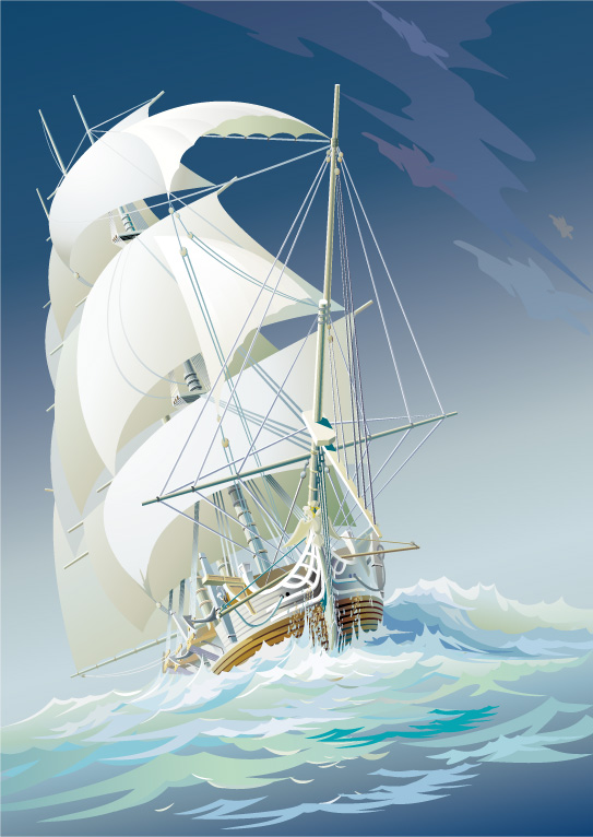 free vector Sailing ship sailing boast