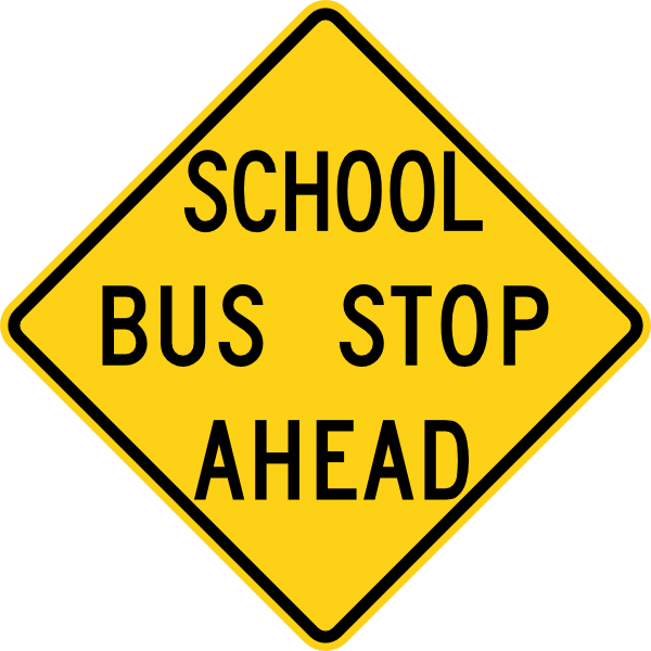 free vector School Bus Stop Ahead Sign clip art