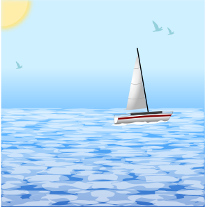 free vector Sea Scene With Boat clip art