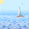 free vector Sea Scene With Boat clip art