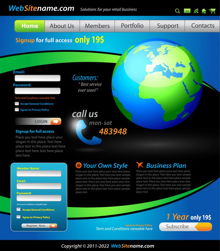 free vector Sense of technology website template 03 vector