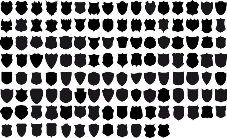 free vector Series of black and white design elements vector 14 shield