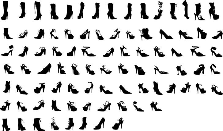 free vector Series of black and white design elements vector 17 female shoe silhouette