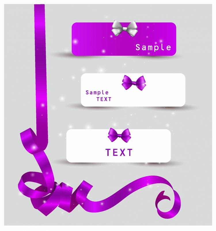 free vector Set of card notes with beautiful gift bows and ribbons.