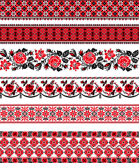 free vector Several European classical style lace pattern pixel pattern