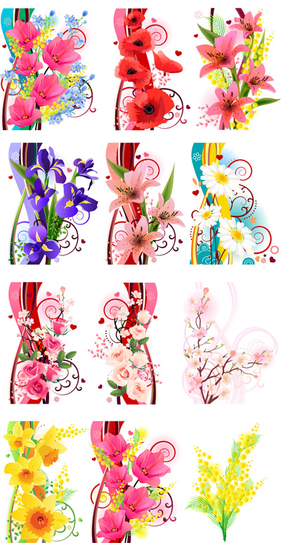 free vector Several flowers vector