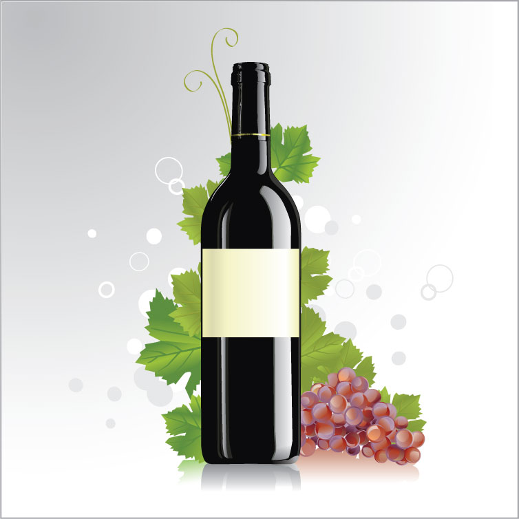 free vector Several wine bottles and glasses vector