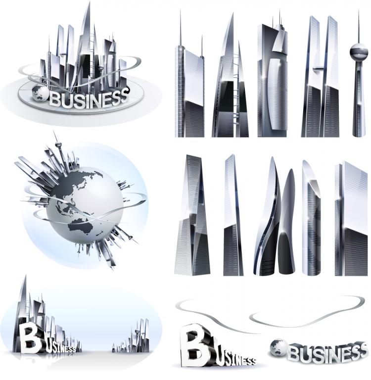 free vector Shiny Vector Business Buildings