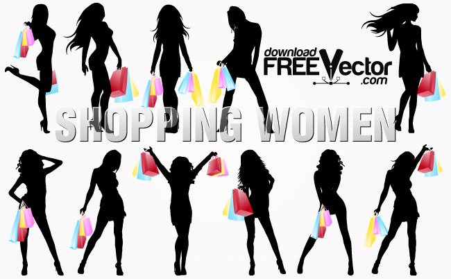 free vector Silhouette Shopping Women