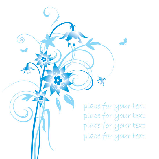 free vector Simple handpainted flowers and blue text background pattern vector 2