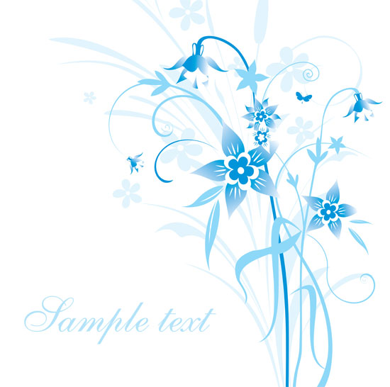 free vector Simple handpainted flowers and blue text background pattern vector 5