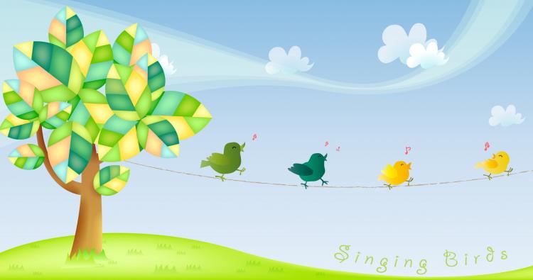 free vector Singing Birds