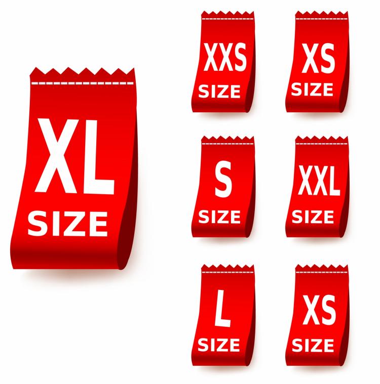 Download Size clothing labels (133427) Free AI, EPS Download / 4 Vector