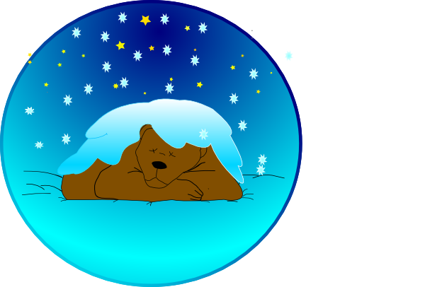 free vector Sleeping Bear Under Stars With Snow | Circle clip art