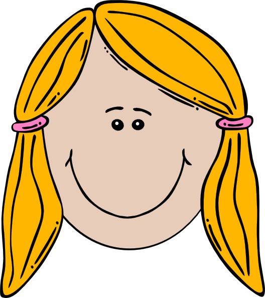 clipart girl with brown hair smiling