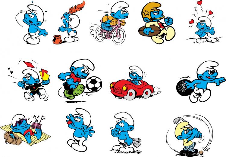 free vector Smurfs cartoon characters vector