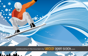 free vector Snowboarding in the mountains