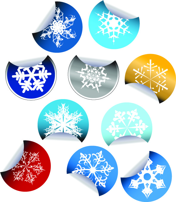 free vector Snowflake stickers icon vector