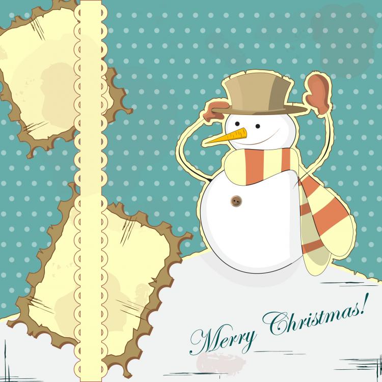 free vector Snowman decoration painting 01 vector