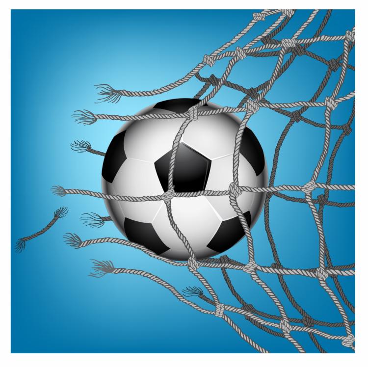 free vector Soccer goal breaking through the net