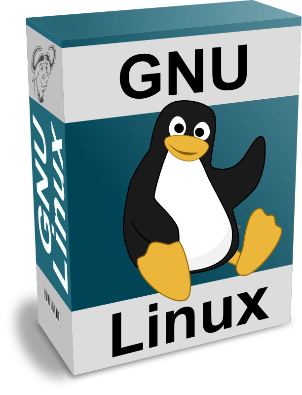 Download Software Carton Box with GNU - Linux Text and Tux (101776) Free SVG Download / 4 Vector