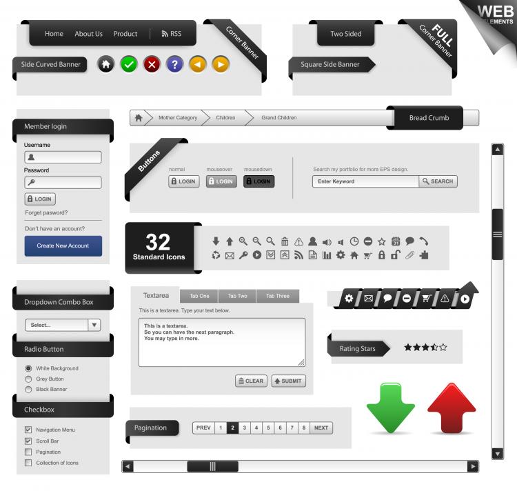 Download Sophisticated web page design elements vector 119574 Free ...